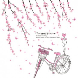 [SHIJUEHEZI] pegatinas de pared de dibujos animados para niñas DIY flores rosas pegatina mural de bicicleta para habitaciones de