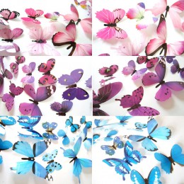 12 Uds pared calcomanía calcomanías de decoración para el hogar 3D mariposa Arco Iris pegado en más suave y sólida pared pegatin