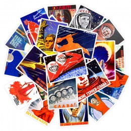 25 uds Cartel de la publicidad rusa Cartel de la carrera espacial pegatinas USSR cccp pegatinas para la colección de equipaje de
