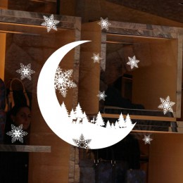 Mes de nieve pegatina electrostática de la pared ventana de cristal de Navidad DIY pegatinas calcomanía del hogar Decoración de 