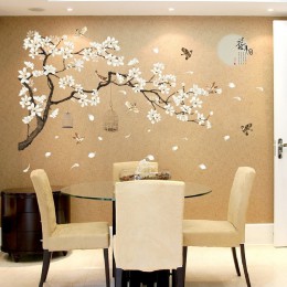 Etiqueta engomada de la pared de las plantas de la luna del estilo chino para la decoración de la habitación de la ventana del d