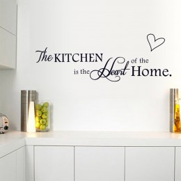 La cocina es el corazón de la casa alfabeto inglés negro DIY pegatinas de pared extraíbles cocina decoración del hogar etiqueta 