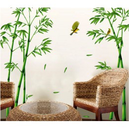 Calcomanía de pared extraíble de bosque de bambú verde profundidad estilo creativo chino DIY árbol decoración para el hogar calc
