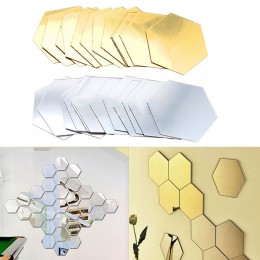 Pegatinas de pared con espejo 3D 12 Uds pegatina de pared extraíble de vinilo hexagonal calcomanía decoración del hogar arte DIY