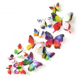 12 Uds. Pegatinas de pared Set 3D mariposa coloridas doble capas pegatinas de pared en la pared para decoración de fiesta Materi
