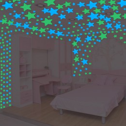 100 Uds. Fluorescentes que brillan en la oscuridad estrellas pegatinas de pared para la decoración de las habitaciones de los ni