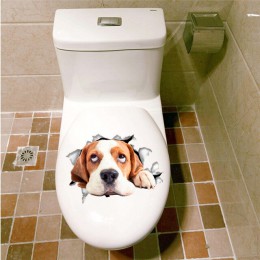 Pegatinas de baño de animales con agujero en 3d para perros y gatos, decoración del hogar, Diy Wc, afiches de PVC para el baño, 