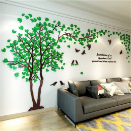 Gran tamaño árbol acrílico decorativo 3D pared pegatina DIY arte TV Fondo afiche para pared del hogar Decoración dormitorio saló
