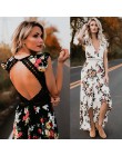 2019 vestidos elegantes mujeres Deep V cuello vestido Sexy espalda descubierta asimétrica encaje verano Floral vestido de fiesta