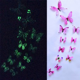 12 Uds. Mariposa adhesivo para pared luminoso diseño de mariposa calcomanía arte pegatinas de pared habitación magnética decorac