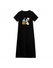 Vestido de verano estampado de dibujos animados de manga corta cuello redondo medio largo Mickey Mouse vestidos Casual ropa 2019