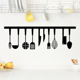Efecto 3d herramientas de cocina restaurante pegatinas de pared calcomanías decoración de la cocina decoración del hogar DIY par