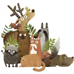 Bosque animales alce zorro conejo pegatinas de pared para niños habitación niños pared calcomanía guardería póster decoración pa