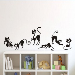 Precioso 6 negro lindo adhesivo de gato para pared Moder adhesivos de gato para pared niñas vinilo decoración del hogar lindo ga
