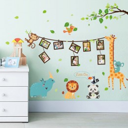 Dibujos Animados marcos de animales para fotos grandes pegatinas de pared calcomanías de animales niños decoración para dormitor