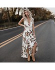 2019 vestidos elegantes mujeres Deep V cuello vestido Sexy espalda descubierta asimétrica encaje verano Floral vestido de fiesta
