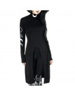 Vestidos con estampado de Luna gótica Grunge cuello alto manga larga Mini vestido de moda diseño inferior Split negro oscuro Str