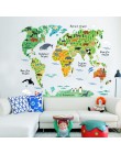 Colorido animal mapa del mundo pegatinas de pared sala de estar decoraciones para el hogar pvc calcomanía mural art 037 diy offi