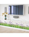 Verde hierba mariposa flor rodamiento pegatinas de pared sala de estar dormitorio baño zócalo pegatinas artísticas de vinilo DIY