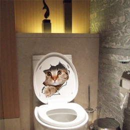 Gato vivo 3D roto adhesivo para interruptor de pared baño Baño Kicthen calcomanías decorativas divertidos animales decoración ca