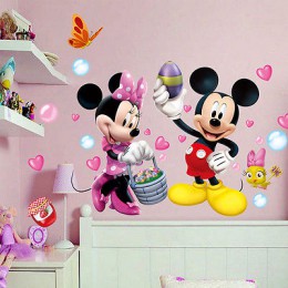 Nuevo lindo Mickey Minnie Mouse pared pegatinas vinilo calcomanías niños guardería bebé habitación Decoración