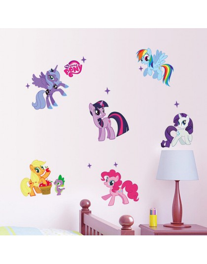 Pegatinas de pared de dibujos animados My Little Pony para niños decoración de habitación Anime Animal unicornio Mural de pared 