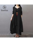 EaseHut Vintage mujeres Casual vestido suelto sólido de manga larga Boho étnico otoño Maxi vestidos de talla grande vestido Retr