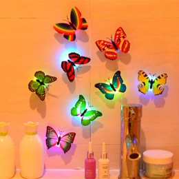 1 Uds. Pegatinas de pared, mariposas, luces LED, pegatinas de pared, decoración de la casa en 3D, Color aleatorio, pegatinas de 
