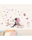 Pegatinas de Hada de flor con mariposa para las habitaciones de los niños calcomanías para chicas póster DIY sala de estar pegat