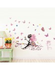 Pegatinas de Hada de flor con mariposa para las habitaciones de los niños calcomanías para chicas póster DIY sala de estar pegat