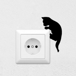 Caliente 6x10cm negro adhesivo de gato para pared interruptor película extraíble PVC interruptor pegatina para sala de estar