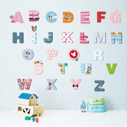 Dibujos Animados coloridos 26 letras pegatinas de pared del alfabeto para niños habitaciones de guardería decoración de la habit