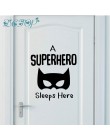 Un superhéroe duerme aquí DIY calcomanías de puerta extraíbles pegatinas de vinilo artísticas hogar bebé cuarto de niños dormito