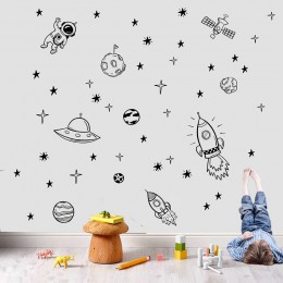 Etiqueta de la pared del vinilo creativo del astronauta del cohete para la decoración para habitación de niño etiqueta de la par