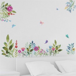 Colorido primavera flor pared pegatinas TV Fondo sofá decoración aves voladoras mariposa pegatina pared 3d jardín boda decoració