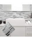 Mosaico de mármol blanco gris pelar y pegar azulejo de pared autoadhesivo contra salpicaduras DIY cocina baño hogar pared pegati