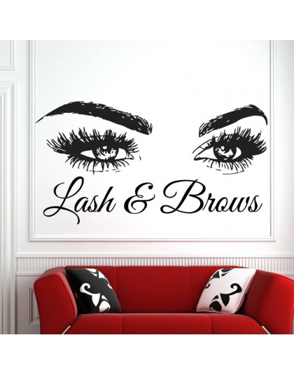 Pestañas y cejas ojos cita calcomanías de pared moda creativa vinilo pestañas belleza pegatinas de pared para salón cejas tienda
