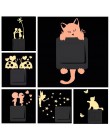 Pegatina de conmutador luminosa de dibujos animados de hada nueva luna que brilla en la oscuridad estrella adhesivo de gato para