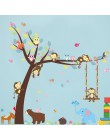 Bosque adhesivos de pared de animales mono oso árbol para niños habitación niños pared calcomanía guardería póster decoración pa