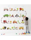 Pegatinas de pared de carretera de coche de dibujos animados para habitaciones de niños jardín de infantes decoración de habitac