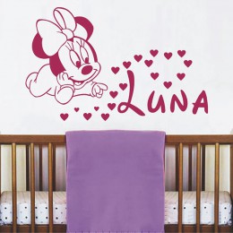 Etiqueta engomada de la pared del vinilo de los corazones de Minnie Mouse para la decoración de la habitación de los niños etiqu