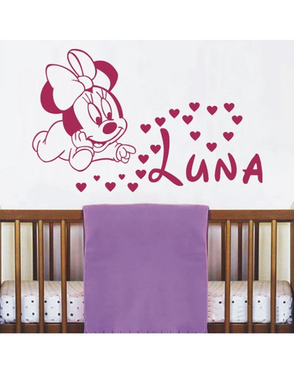 Etiqueta engomada de la pared del vinilo de los corazones de Minnie Mouse para la decoración de la habitación de los niños etiqu