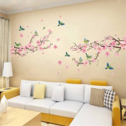 1 pieza de pegatinas de pared Sakura para niños, habitaciones, sala de estar, arte DIY PVC, hermoso árbol de flores, papel pinta