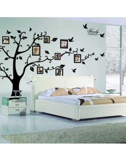 Foto familiar DIY foto árbol pájaros voladores árbol pegatinas de pared 200*250cm arte decoración del hogar sala de estar dormit