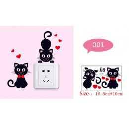 DIY creativo gato negro amor dibujos animados removible interruptor pegatinas PVC pared pegatina vinilo calcomanía decoración de