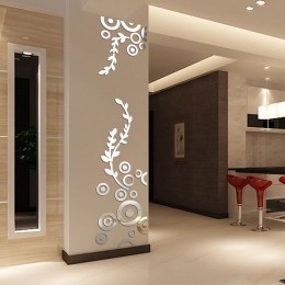 Círculo creativo anillo acrílico cristal espejo pegatinas de pared DIY 3D calcomanía pared decoración del hogar dormitorio sala 