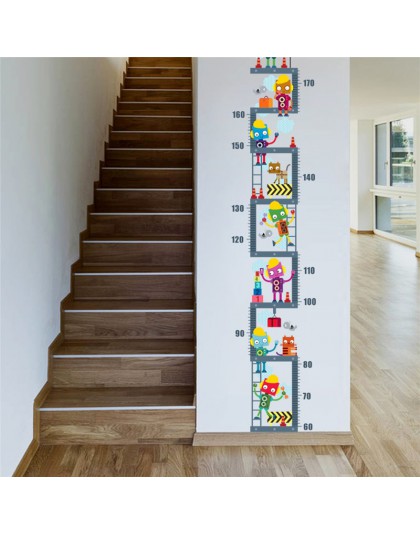Pegatina de pared de medición de altura de Robot para niños decoración de la habitación de los niños tabla de crecimiento etique