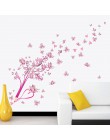 Flying Pink Buttrfly flor lápiz árbol removible sala de estar chicas dormitorio pared pegatina DIY decoración para el hogar etiq