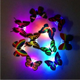 1 Uds LED pegatinas coloridas para pared que cambia de mariposa pegatinas de pared brillantes lámpara de luz nocturna decoración