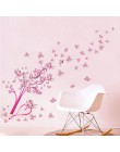 Flying Pink Buttrfly flor lápiz árbol removible sala de estar chicas dormitorio pared pegatina DIY decoración para el hogar etiq
